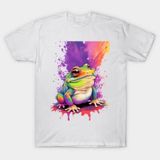 Color Toad splash and mix of pretty colors vibrant neon style art gift for toad lovers T-Shirt